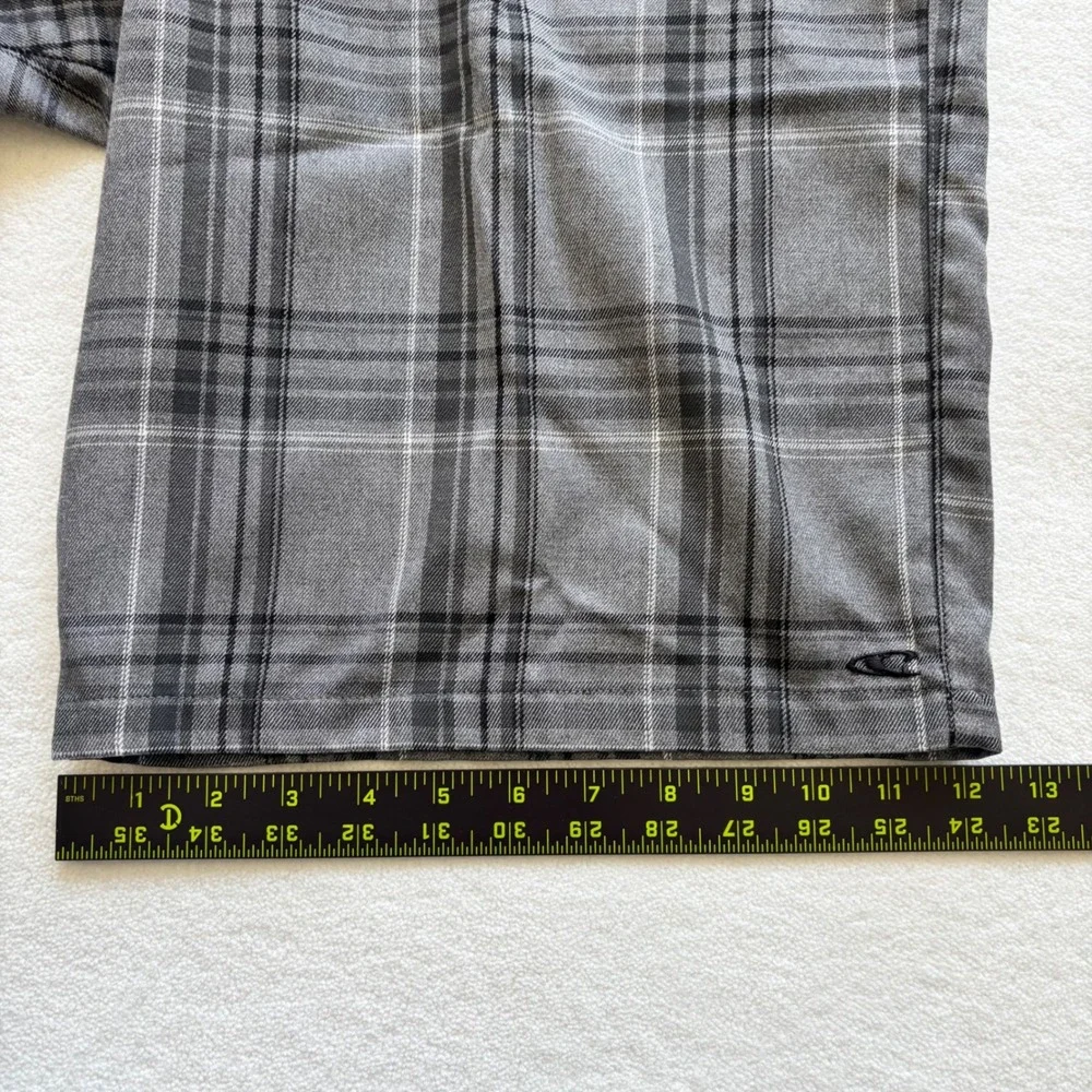 O'Neill Concha Plaid Shorts Mens 36 Grey Excellent Flat Front Casual‎ Walking